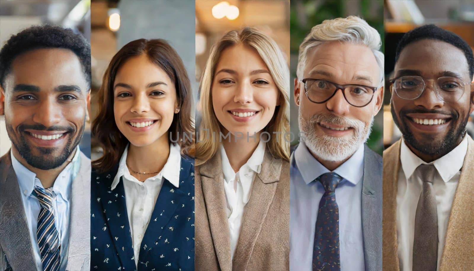 Collage with many diverse multiethnic people. Different young and old people group headshots