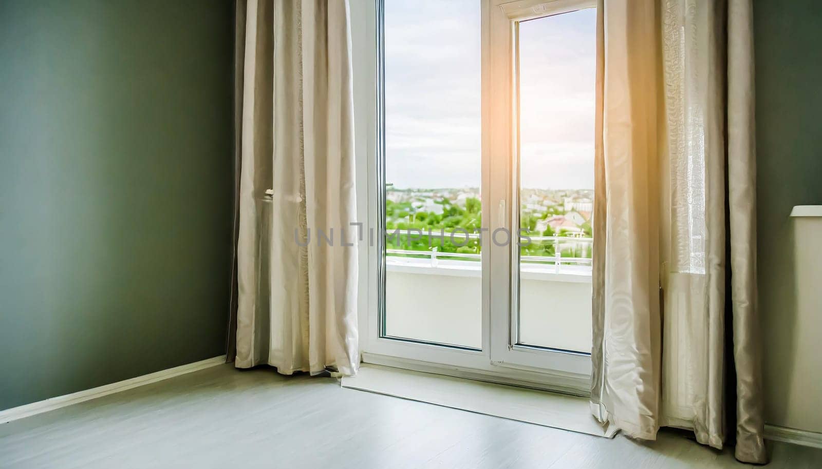 closed pvc window in room at apartment