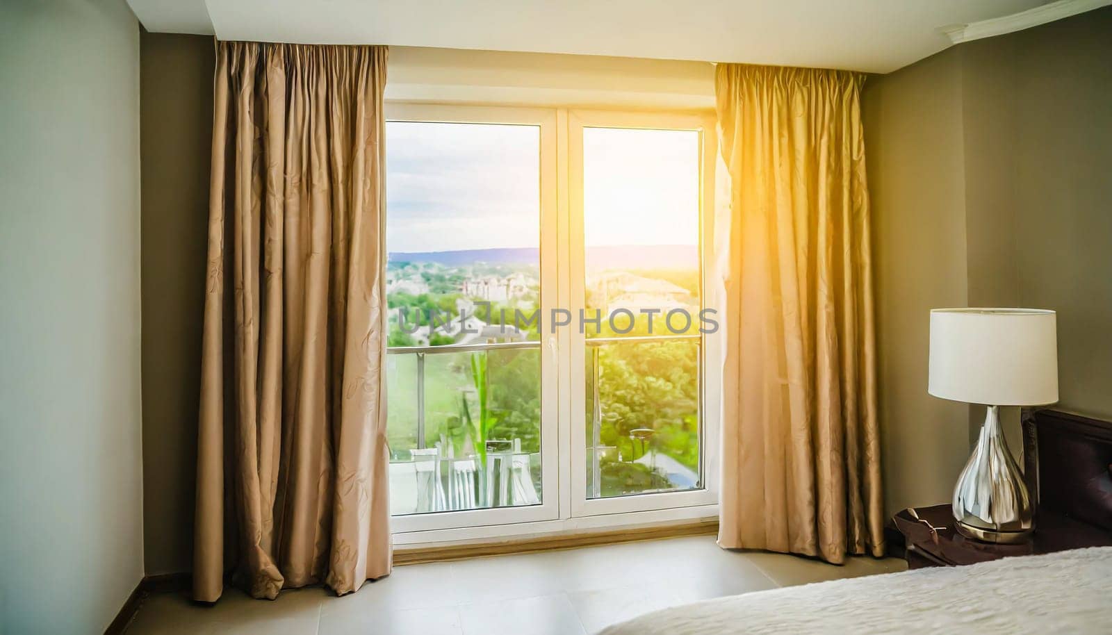 closed pvc window in room at apartment