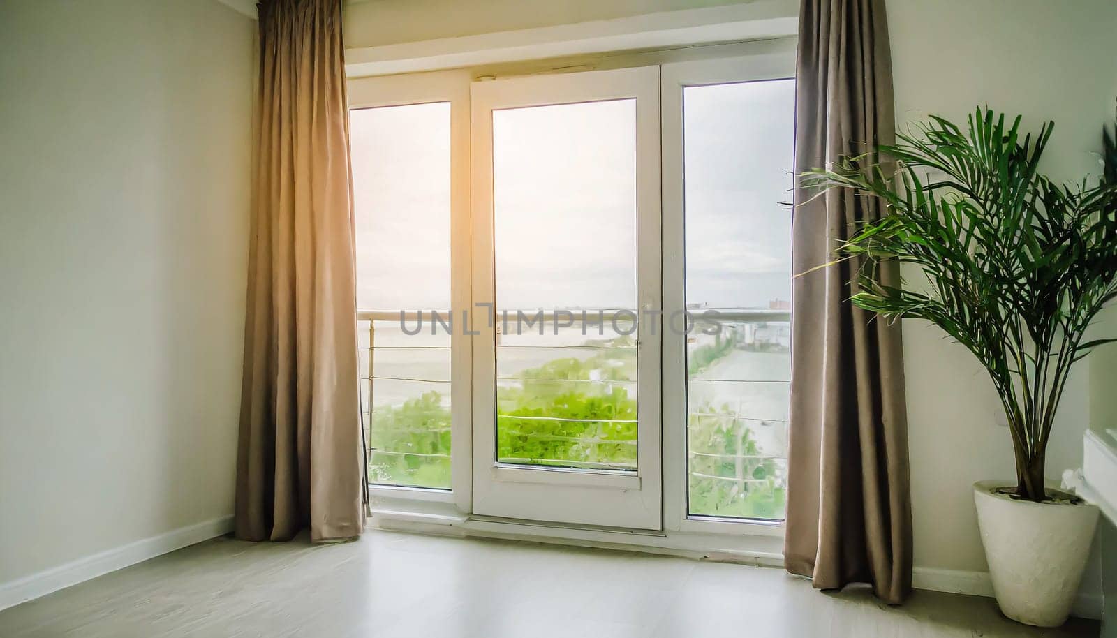closed pvc window in room at apartment