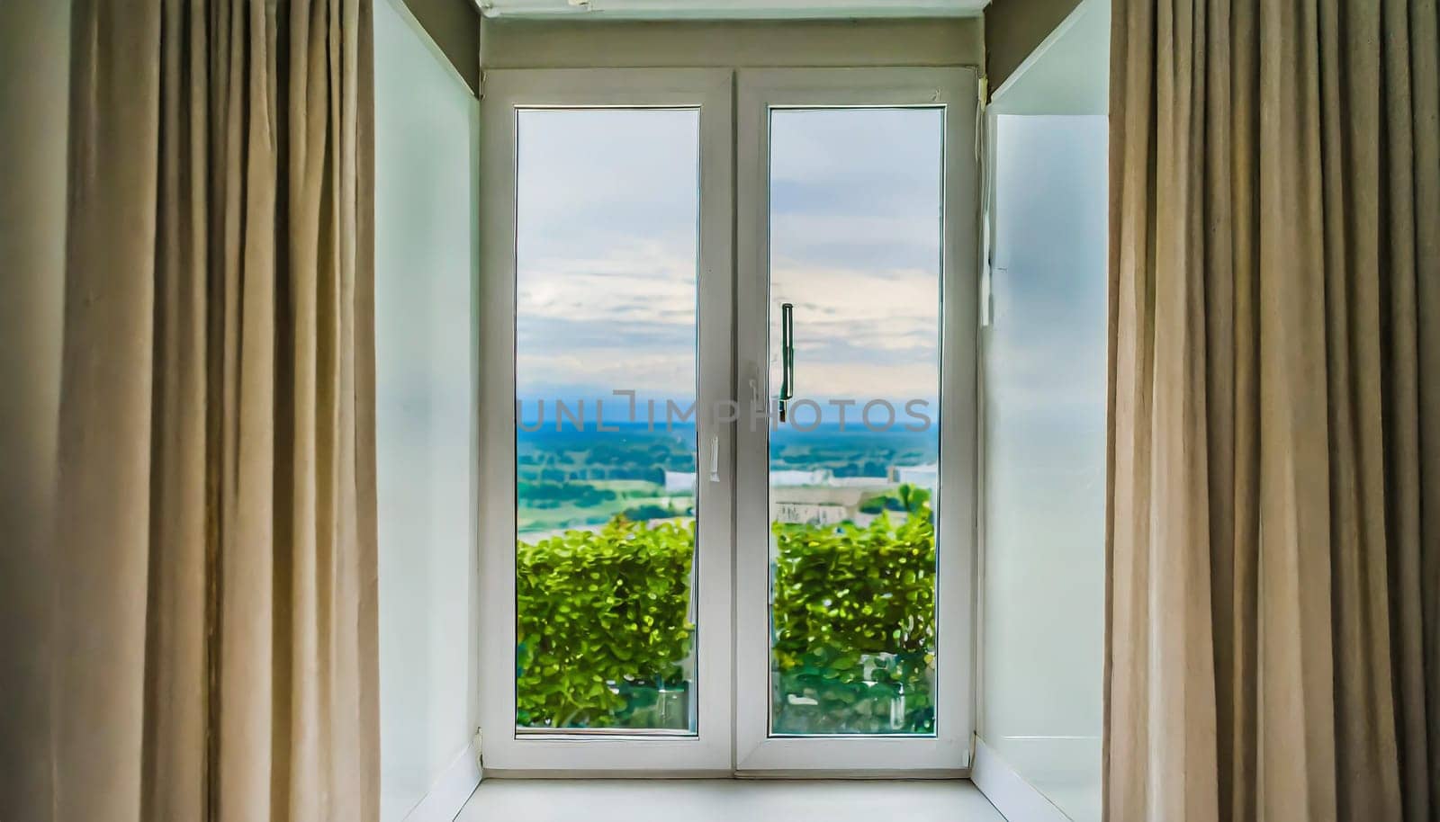 closed pvc window in room at apartment