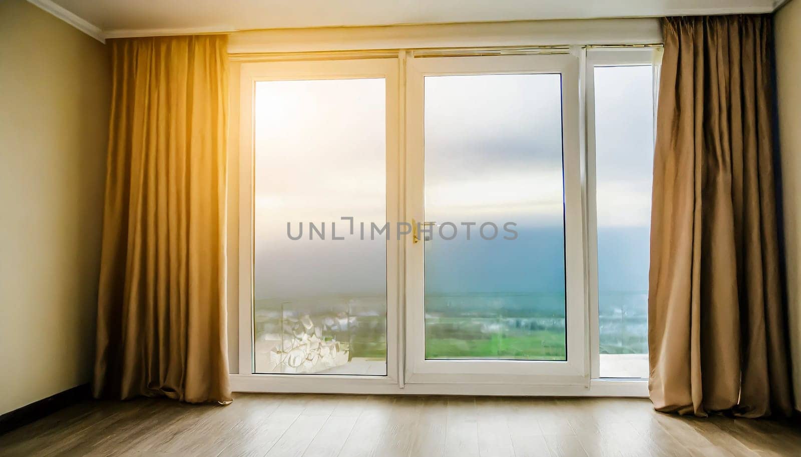 closed pvc window in room at apartment