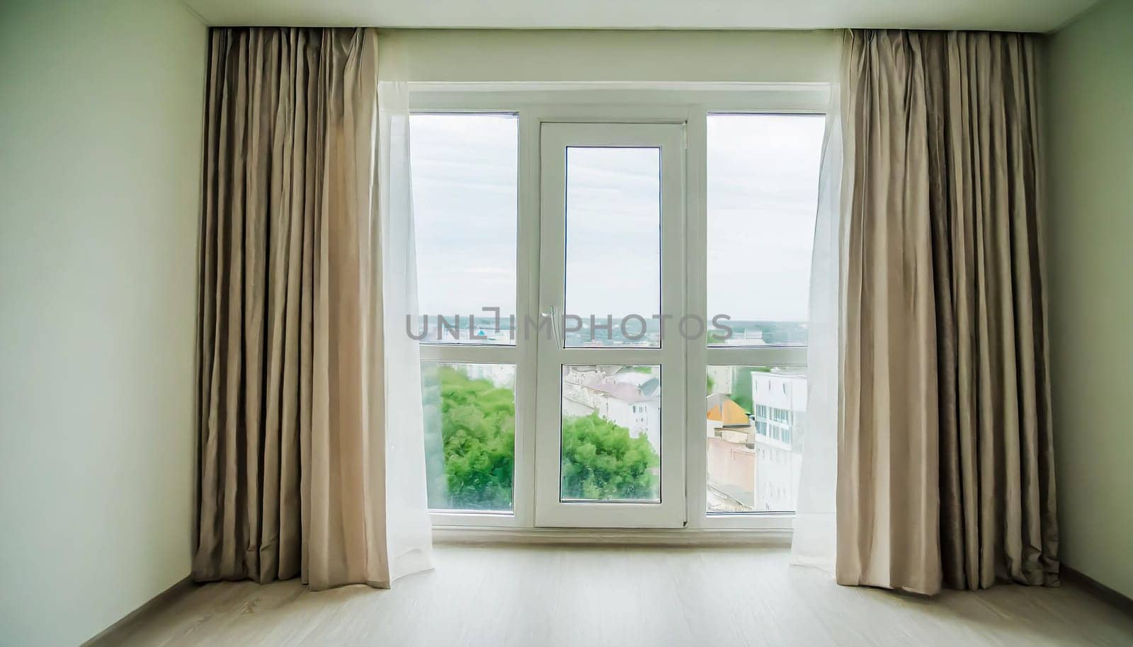 closed pvc window in room at apartment