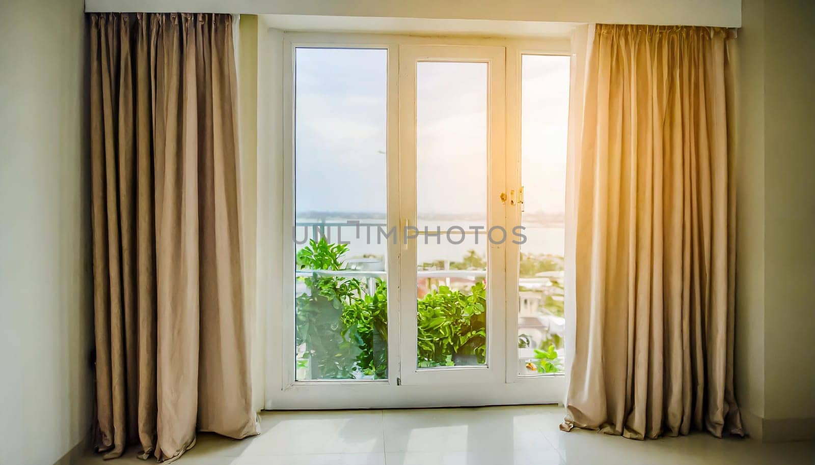 closed pvc window in room at apartment