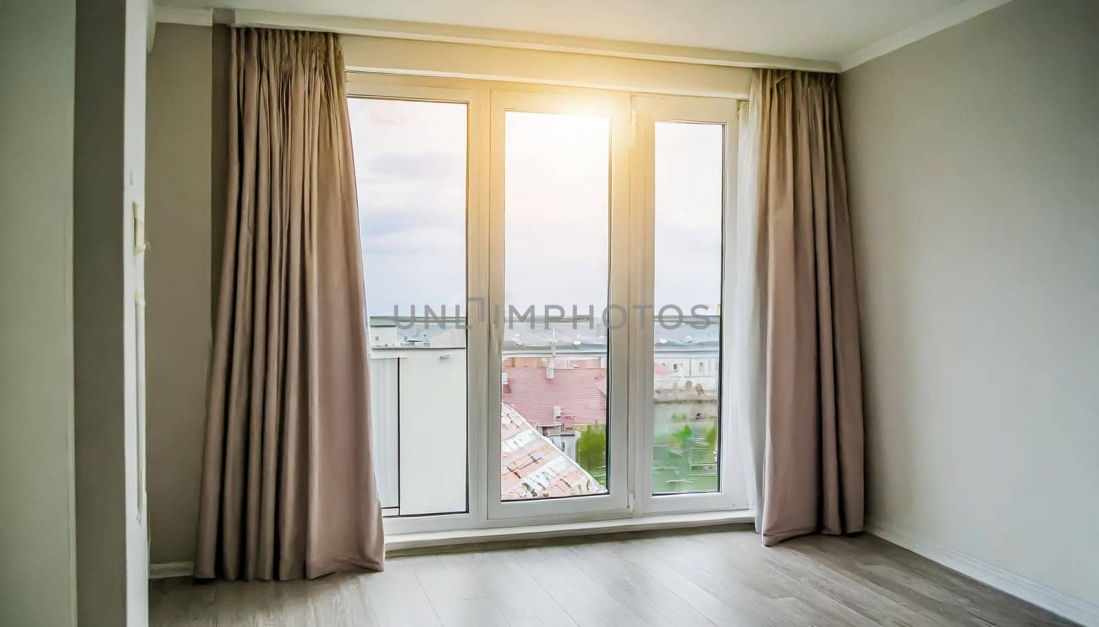 closed pvc window in room at apartment