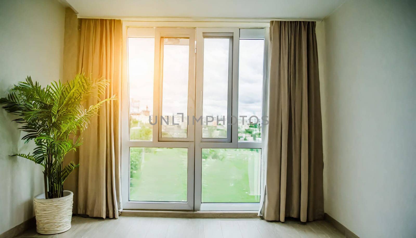 closed pvc window in room at apartment