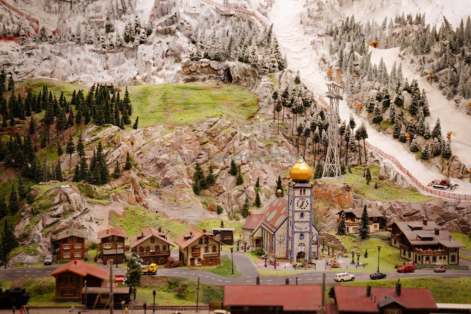 Miniatur Wunderland Hamburg in Germany, landscape in switzerland, museum with miniature model construction of the world, 12.12.2023
