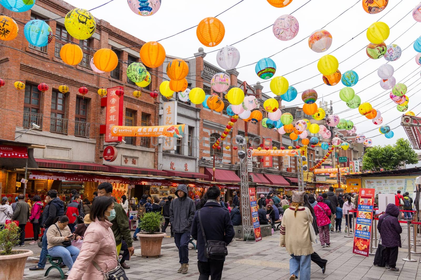 Taipei, Taiwan 26 January 2024: Dihua street in Taipei city in Lunar new year period