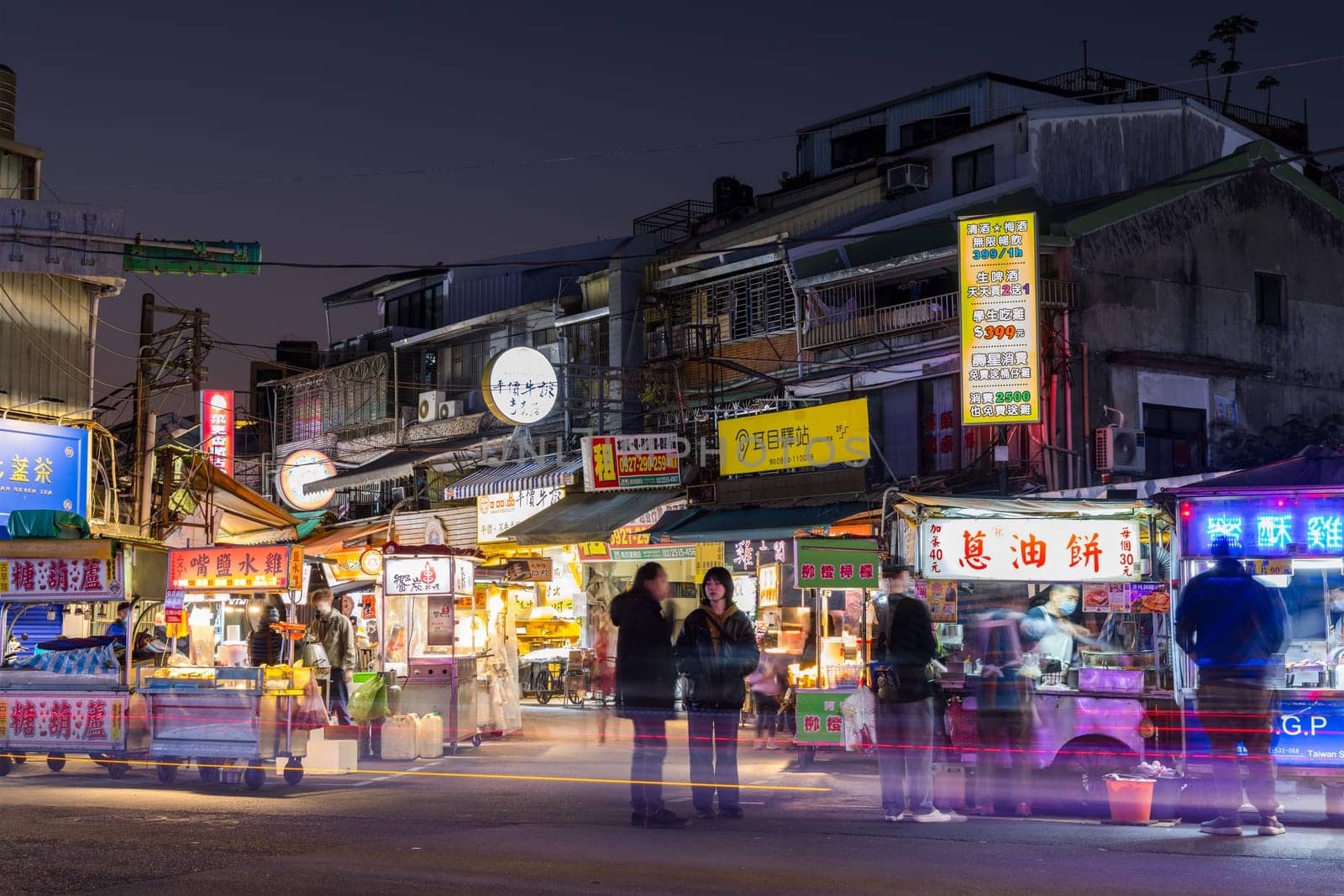 Taipei, Taiwan 11 January 2024: Taipei city street market in Shilin district at night
