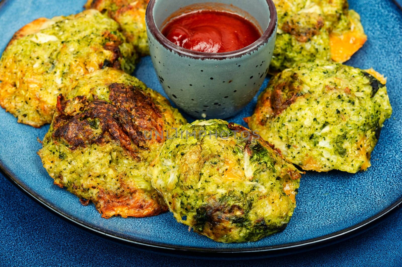 Vegetable vegan broccoli cutlets, vegetarian food. Vegetarian vegan food no met. Flat lay.