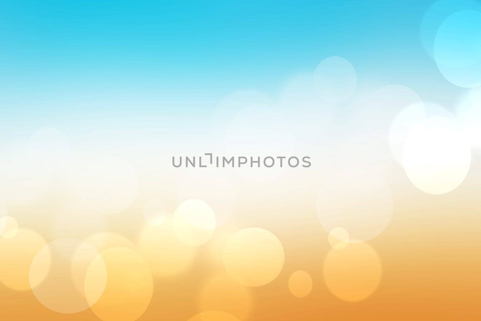 Abstract bright gradient motion spring or summer landscape texture background with natural gold yellow bokeh lights and blue bright sunny sky. Beautiful backdrop with space for design.
