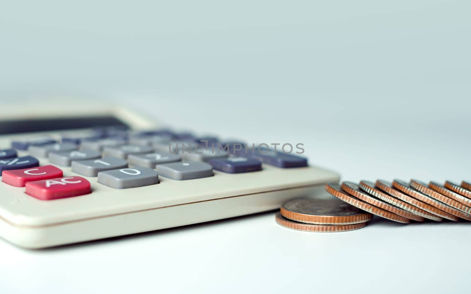 Documents and calculator on the white background, Investment planning, Business and finance concept, Money bank concept, Tax. Concept of financial, Savings, Investments, Funding.