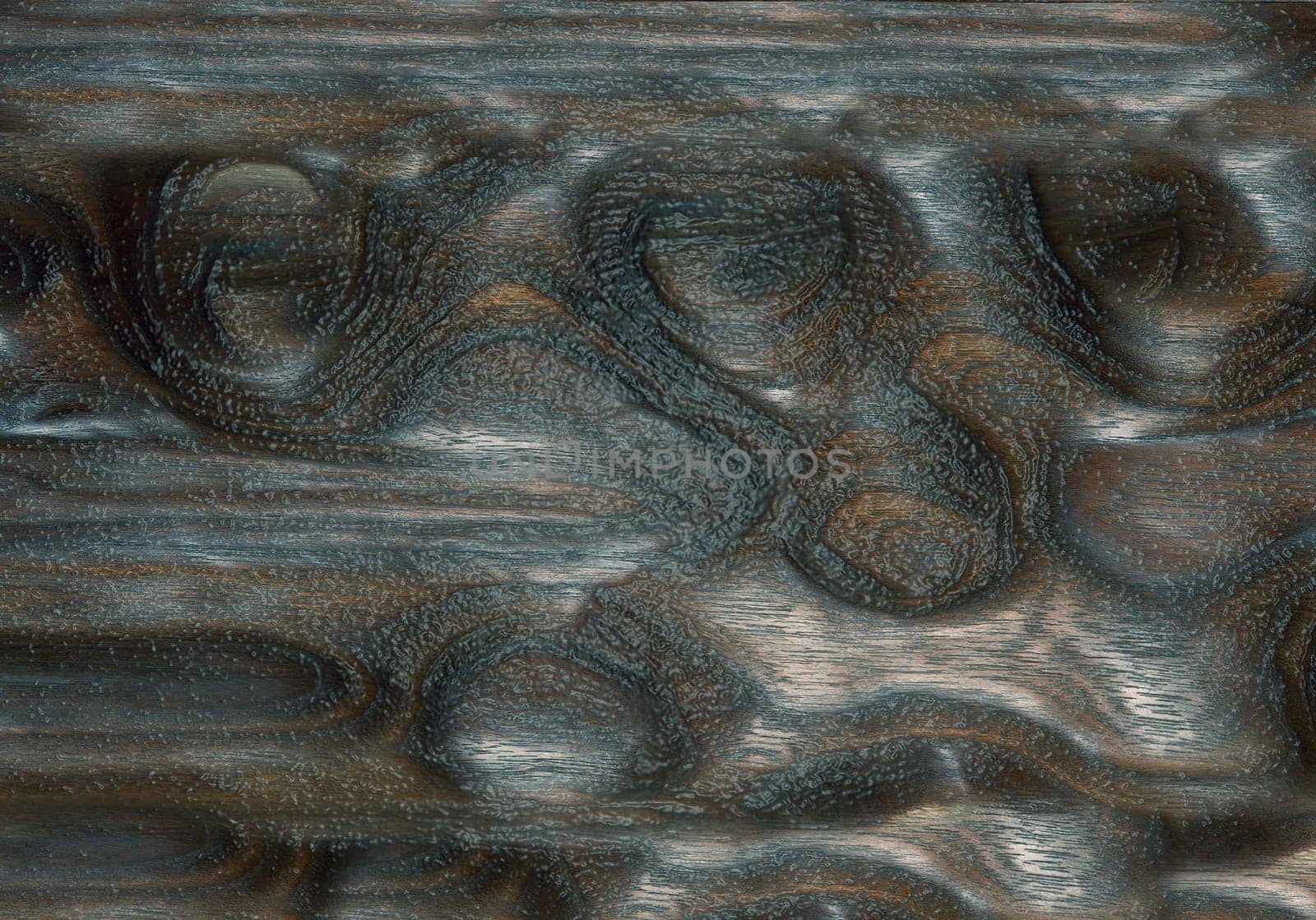 A wooden texture or background with a glossy lacquered surface with a natural pattern and recesses of gray-brown color