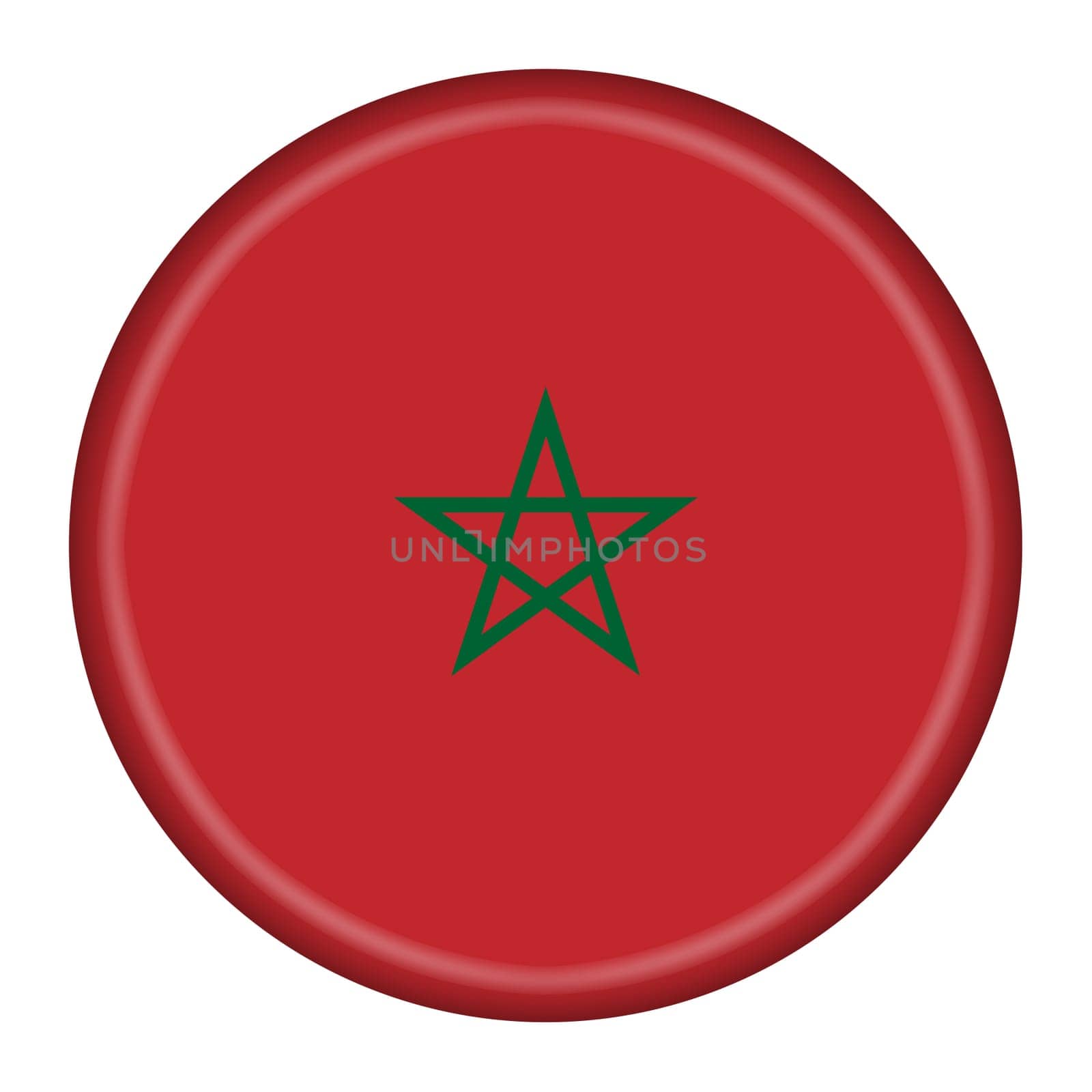 A Morocco flag button 3d illustration with clipping path