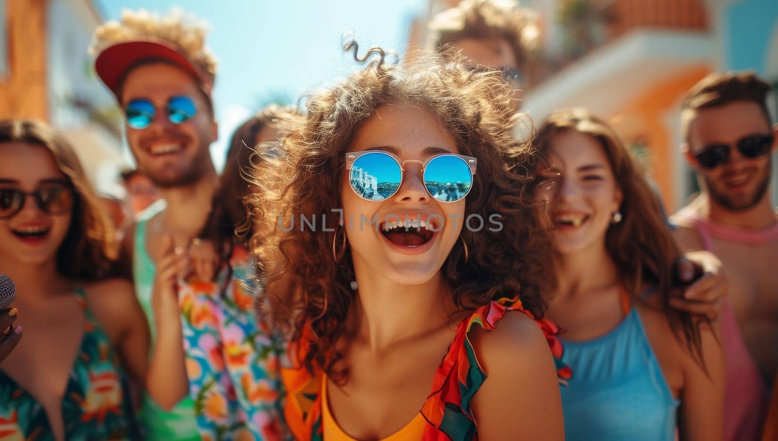 Group of young people having fun on the beach. Friends having fun on summer vacation.