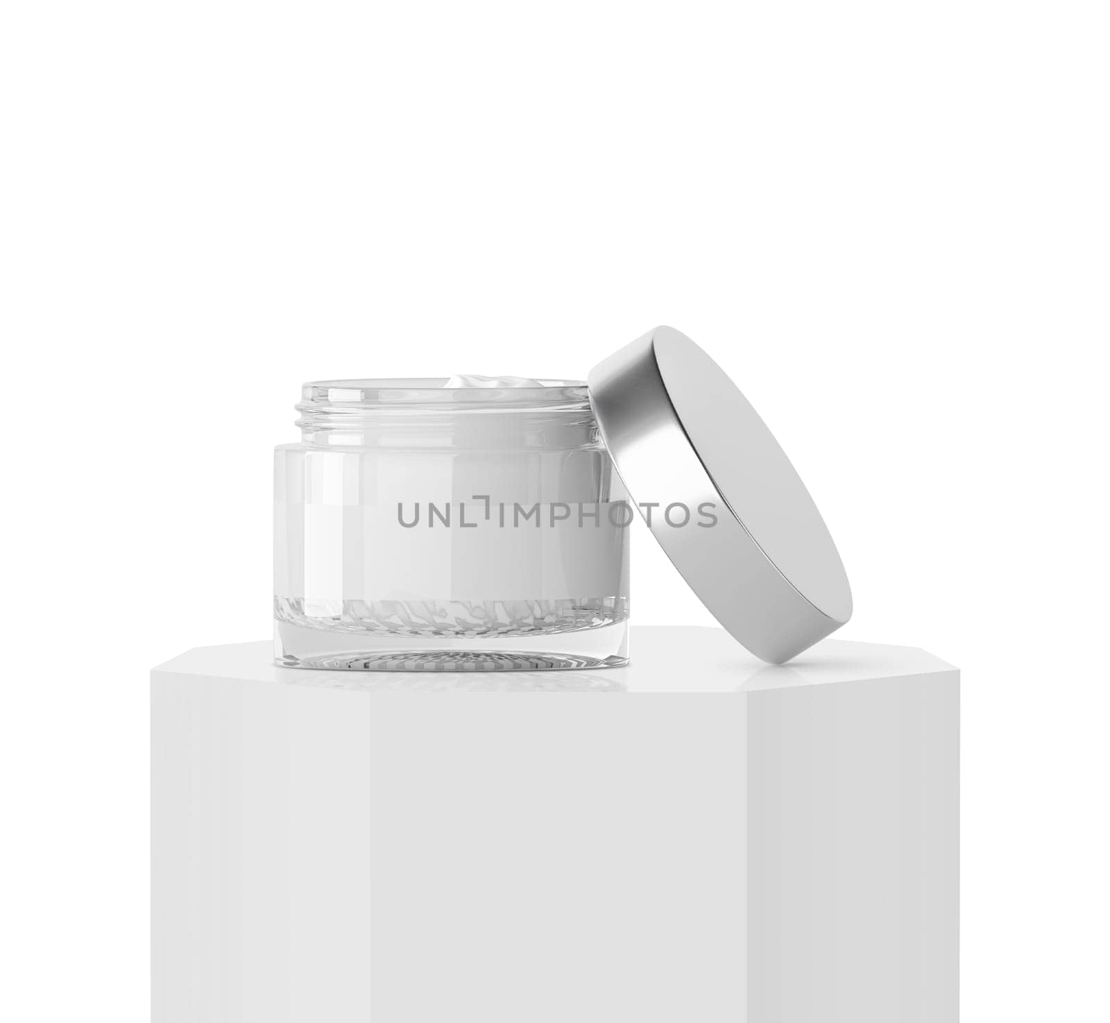 Ad skin care product on Podium octagonal pedestal