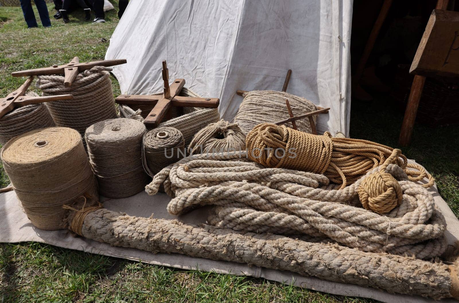 coils of ropes made in the traditional way from natural materials