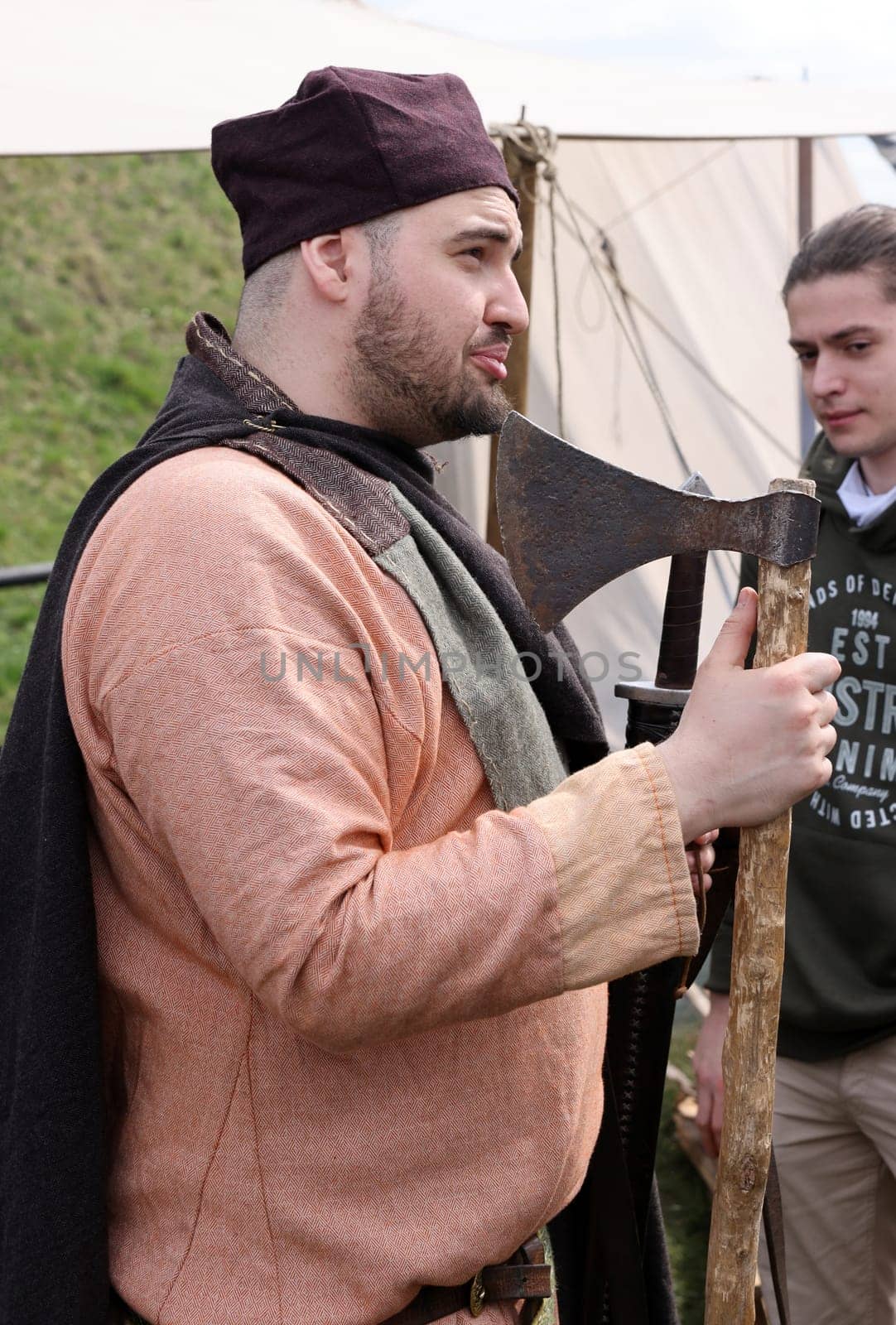 Krakow, Poland - April 11, 2023: Unidentified participants of Rekawka - Polish tradition, celebrated in Krakow on Tuesday after Easter. Currently has the character of festival historical reconstruction