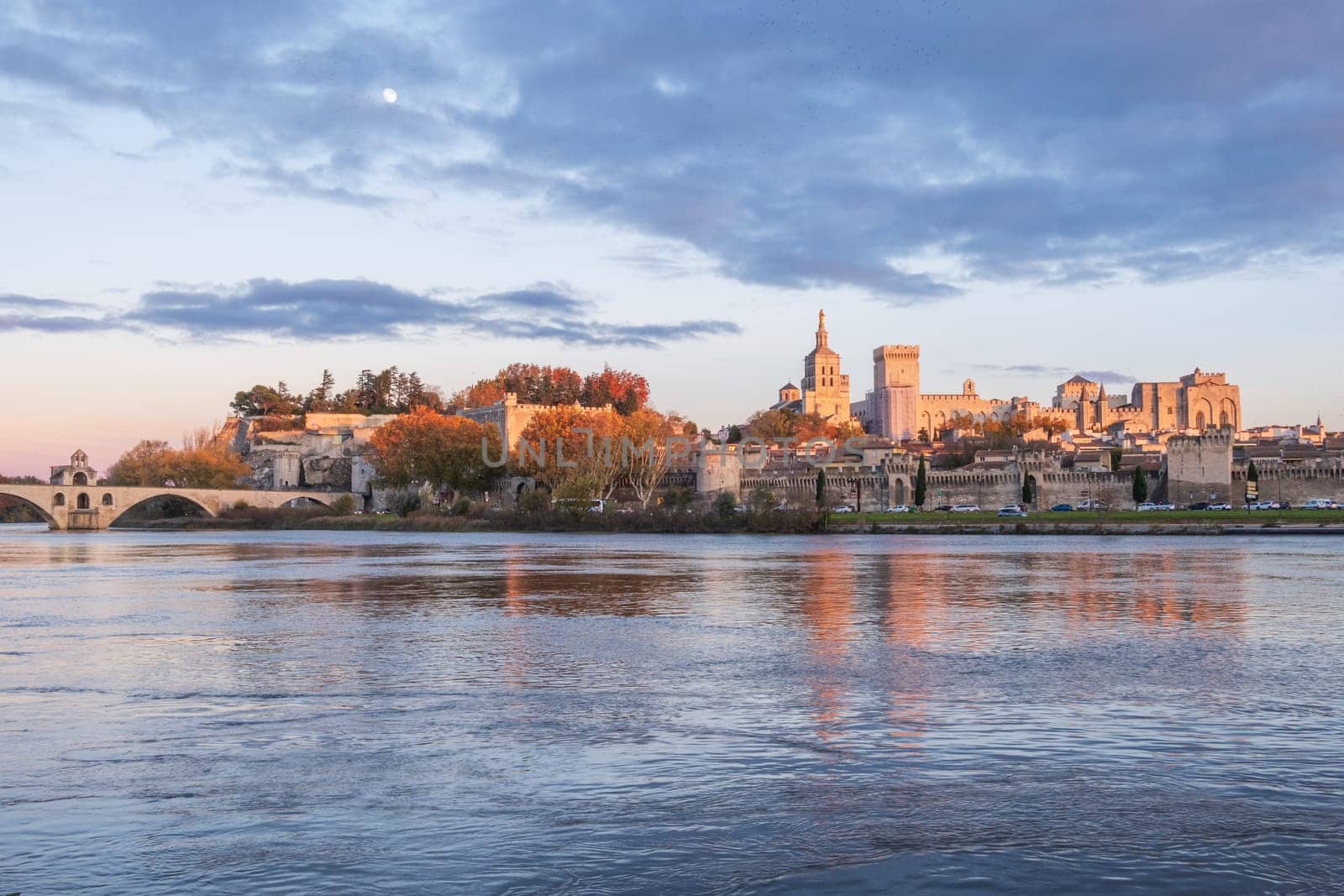 Avignon city and his famous bridge, medieval Papal city on the Rhone River. Photography taken in France in autumn