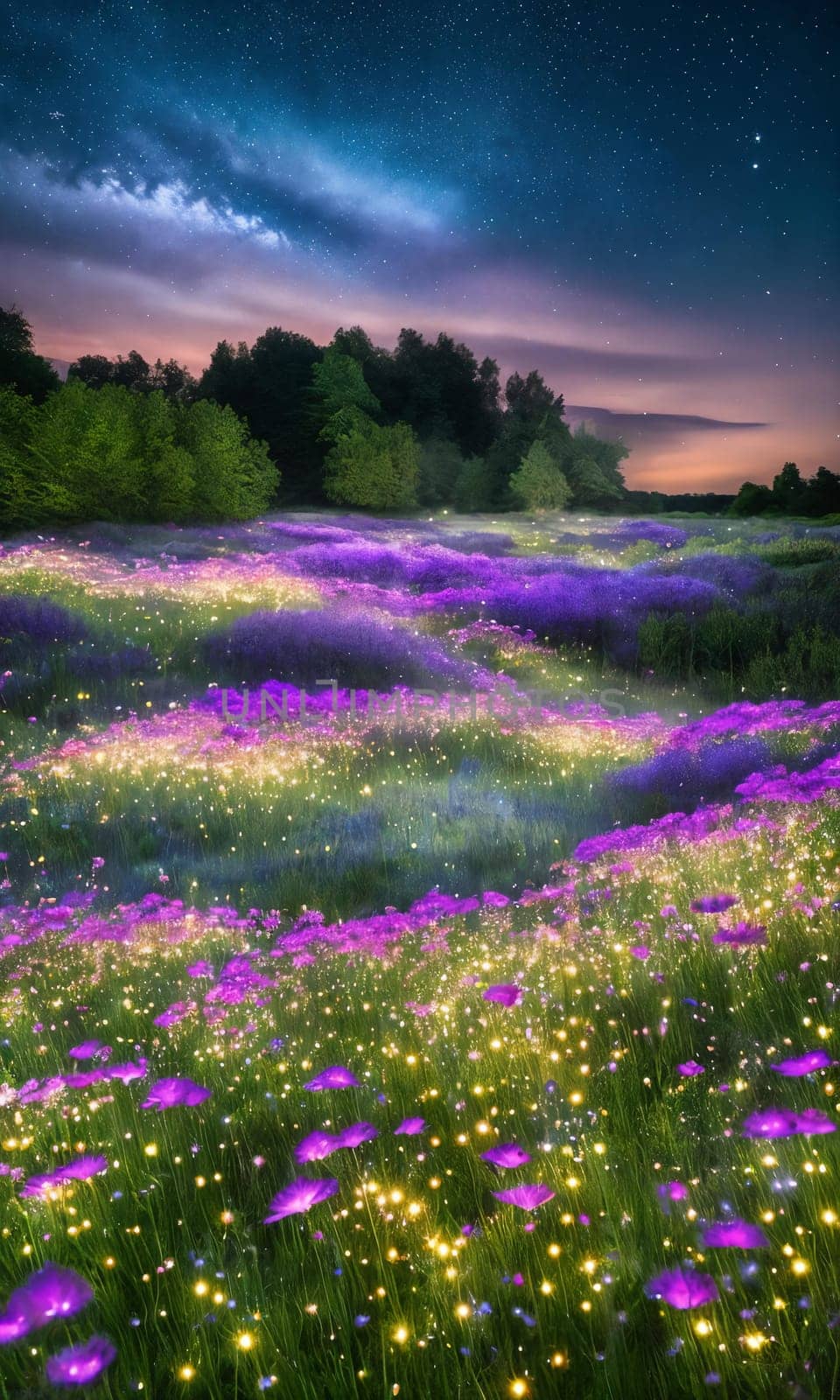 Stardust Meadow. At twilight, a meadow blooms with luminescent flowers. Each petal holds stardust, and as night falls, they release their magic. The otherworldly glow and the promise of wishes granted.