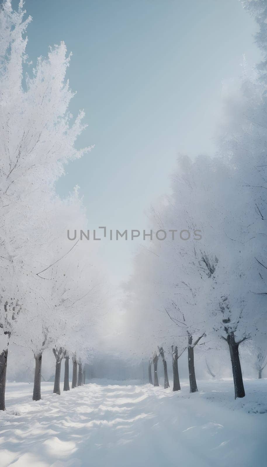 Snowy winter road in a mountain forest. Beautiful winter landscape.