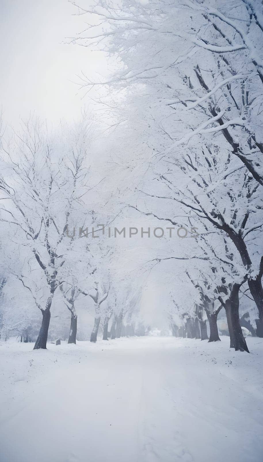 Snowy winter road in a mountain forest. Beautiful winter landscape.