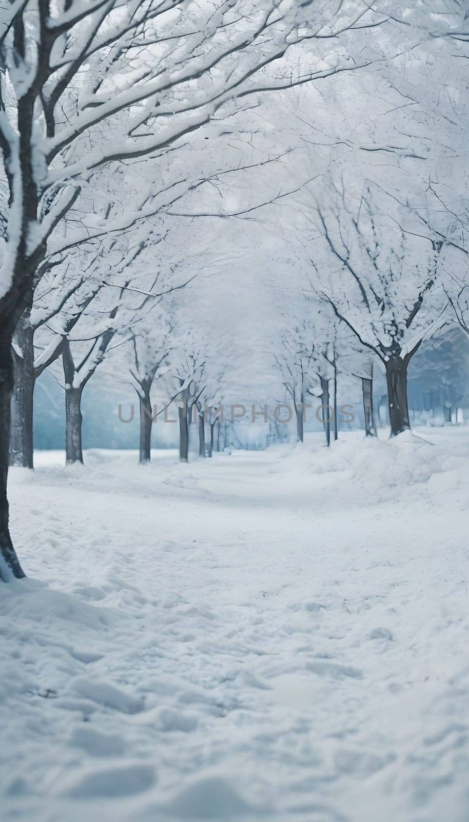 Snowy winter road in a mountain forest. Beautiful winter landscape.
