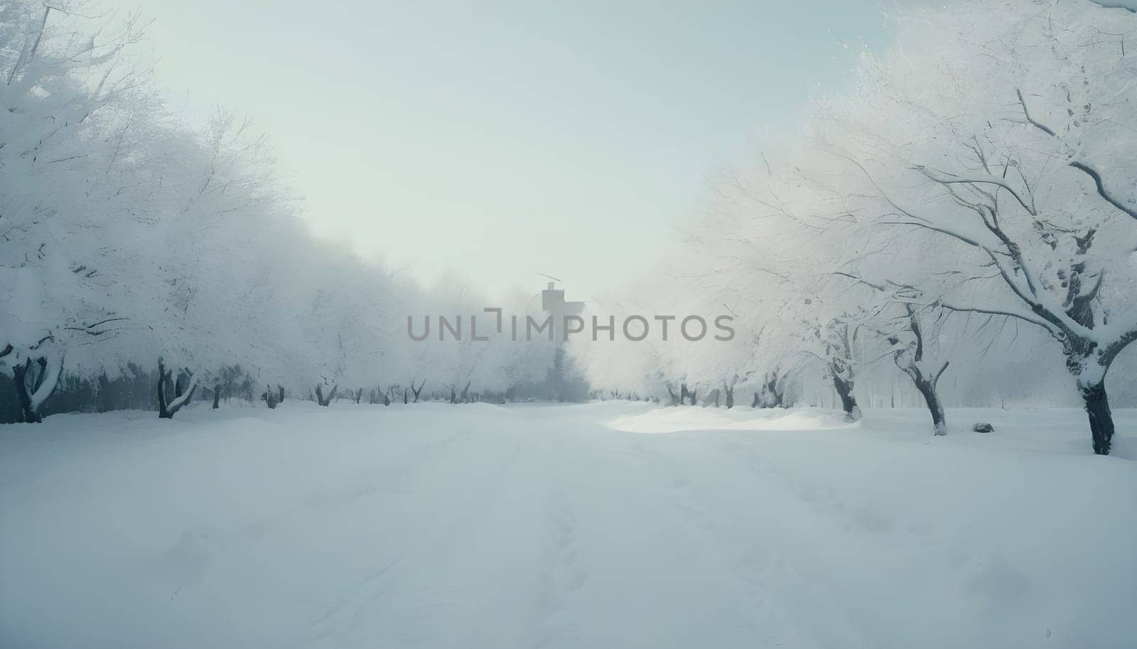 Snowy winter road in a mountain forest. Beautiful winter landscape.