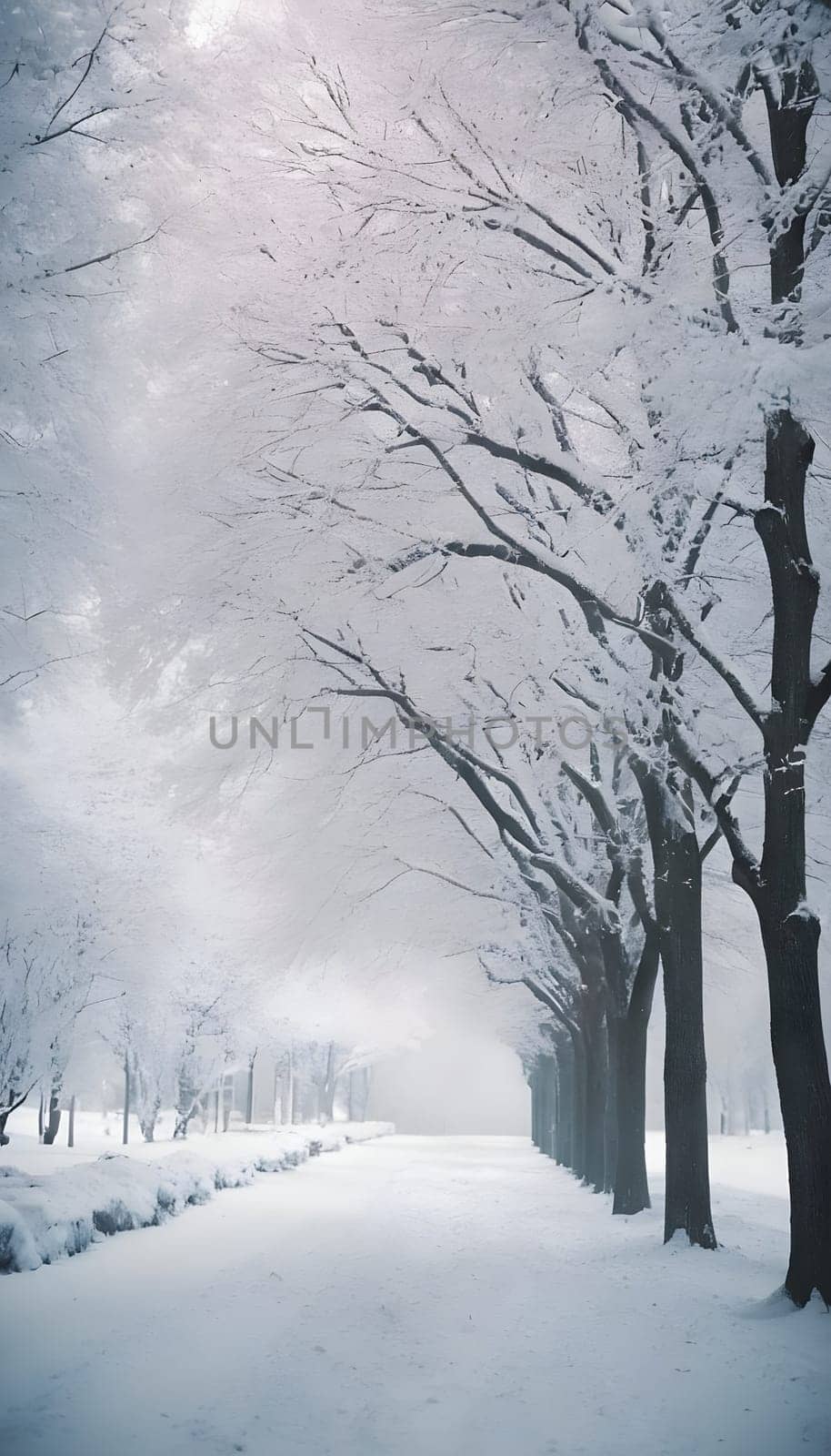 Snowy winter road in a mountain forest. Beautiful winter landscape.
