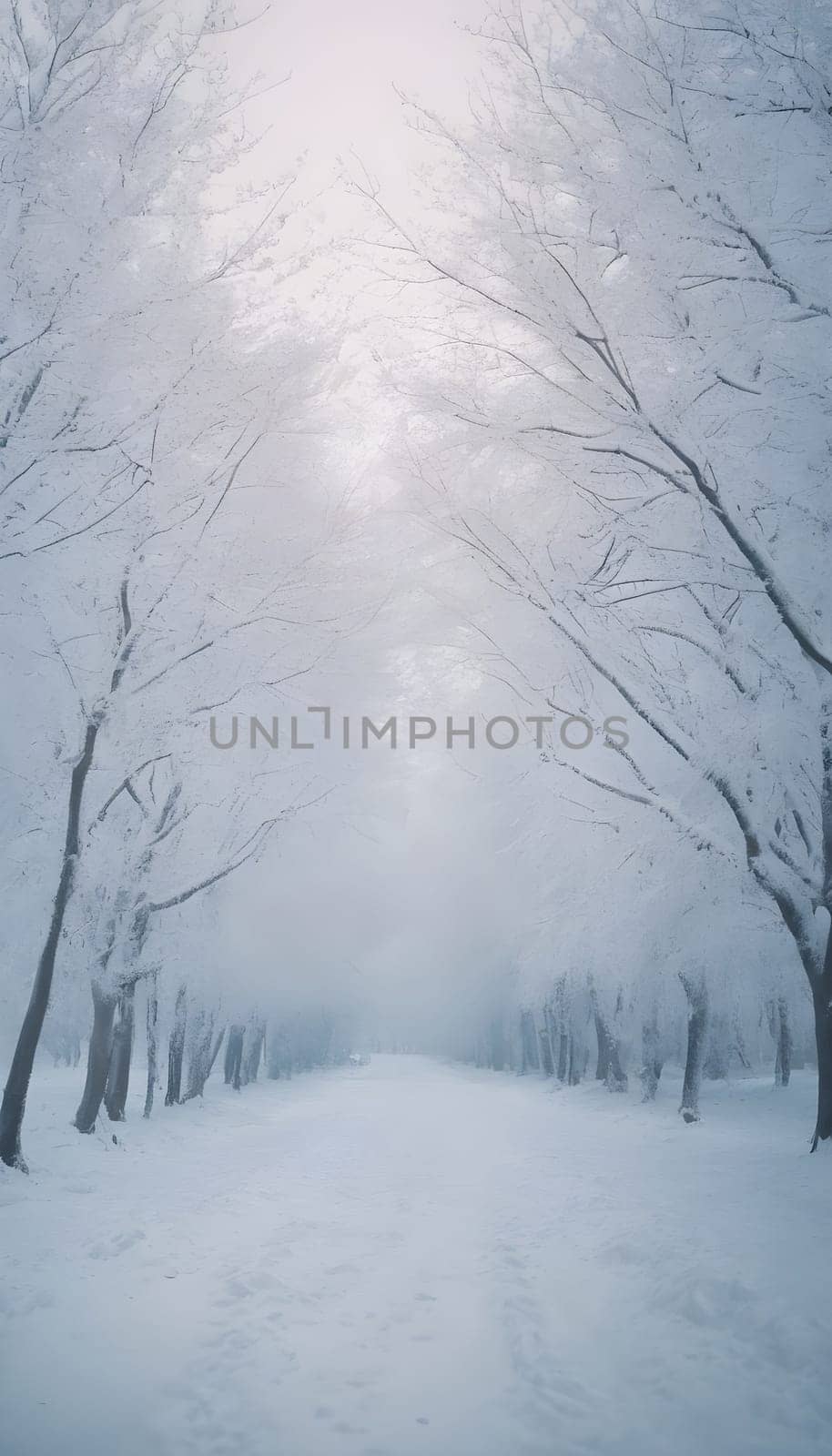 Snowy winter road in a mountain forest. Beautiful winter landscape.