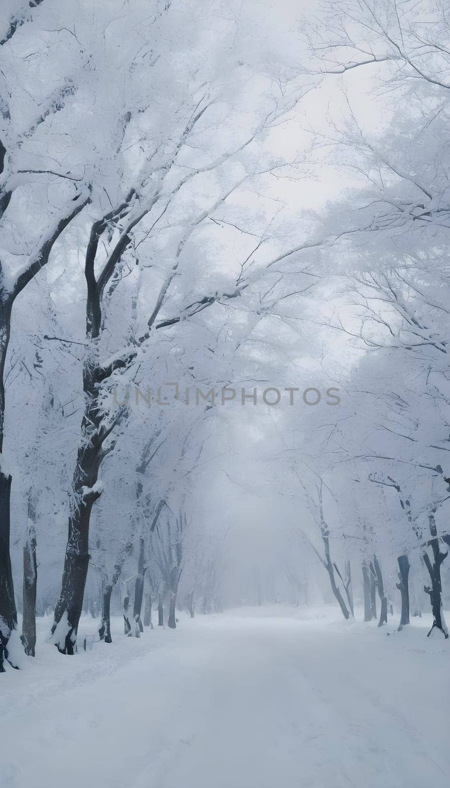 Snowy winter road in a mountain forest. Beautiful winter landscape.