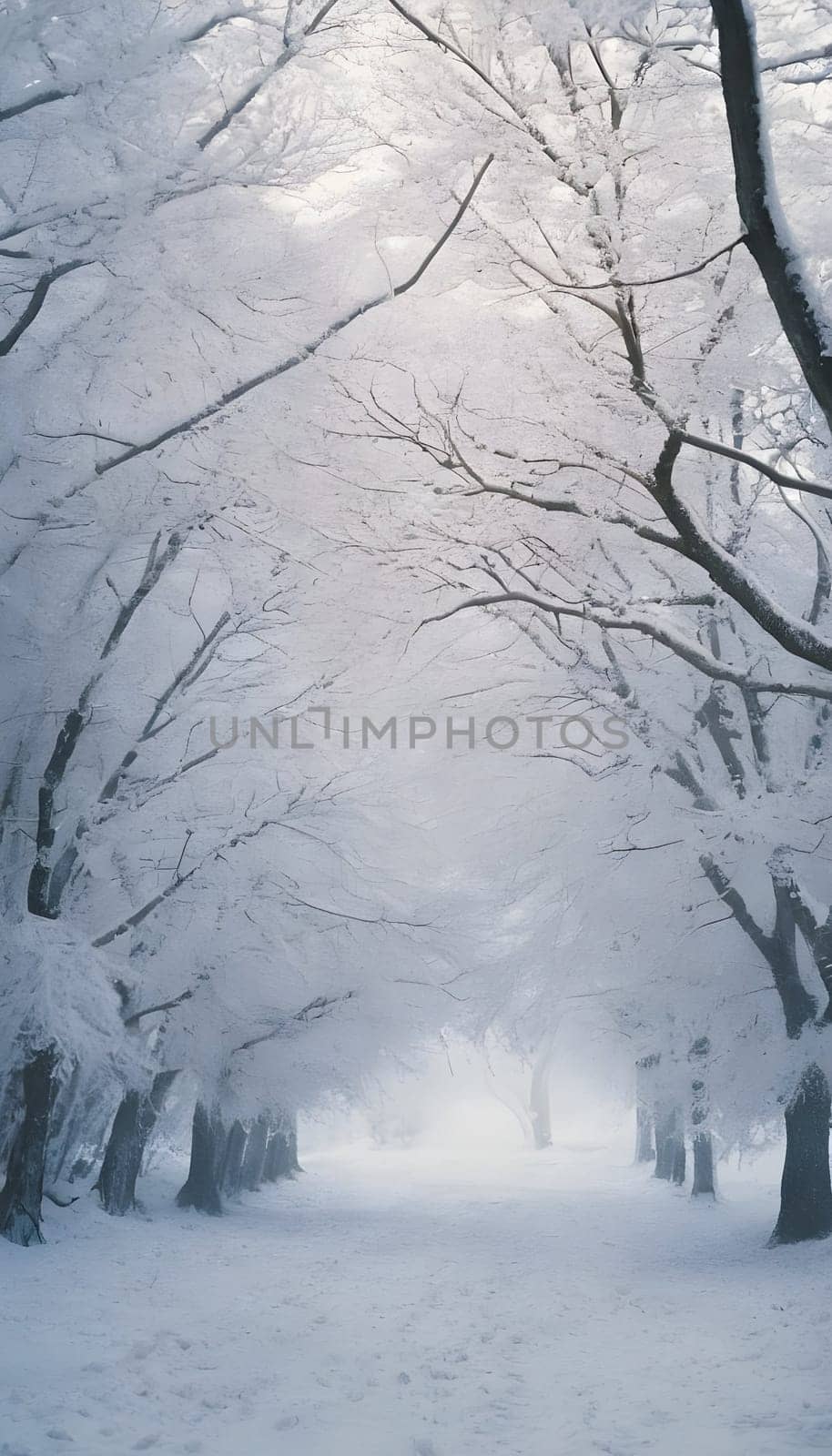 Snowy winter road in a mountain forest. Beautiful winter landscape.