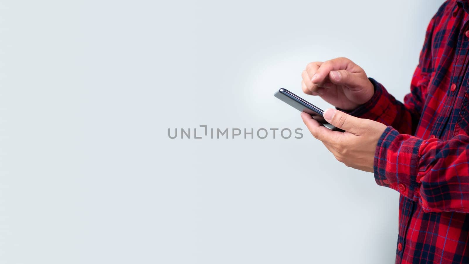 Human uses smartphone to check new mail. New email notification concept for business email communication and digital marketing. The inbox receives electronic message notifications. internet technology