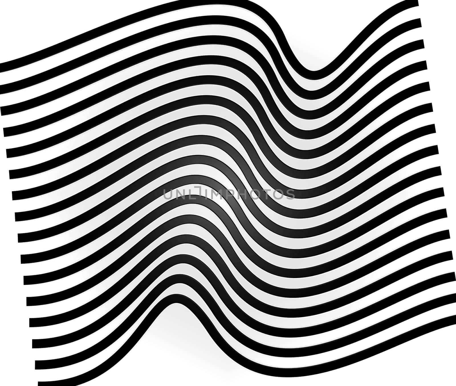 Horizontal curved black stripes on a white background