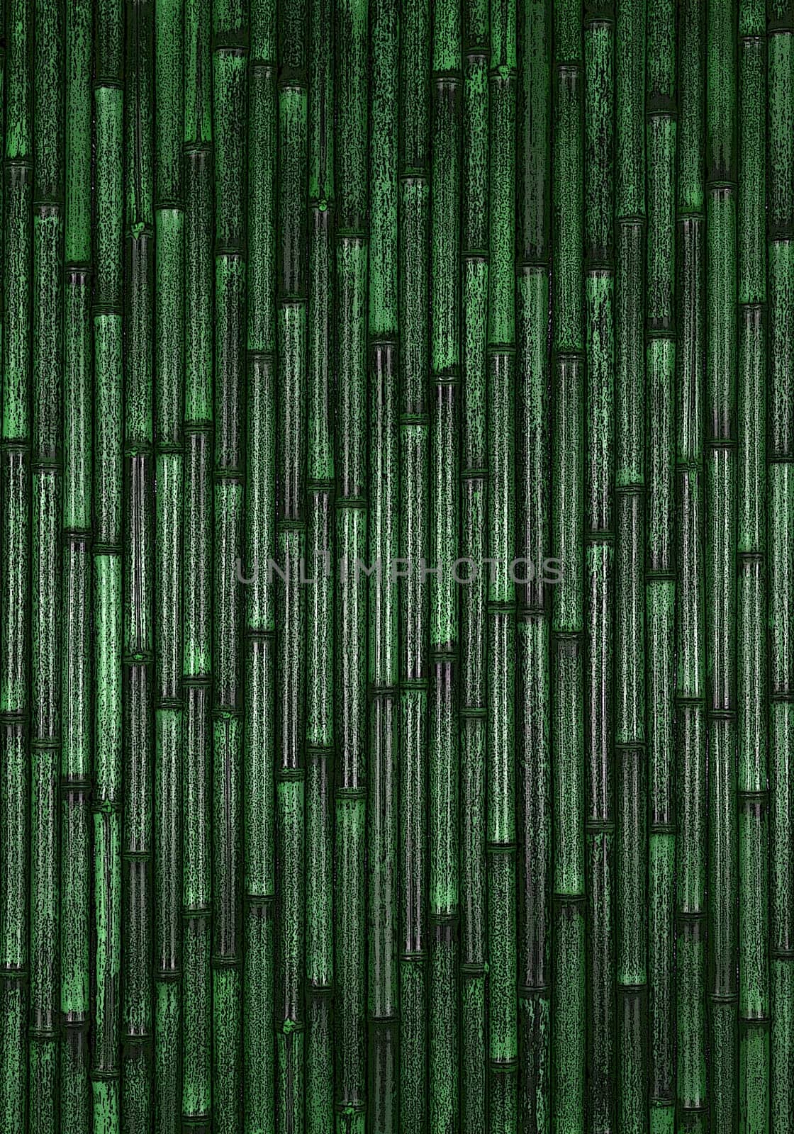 Vertical green dense bamboo wall close-up