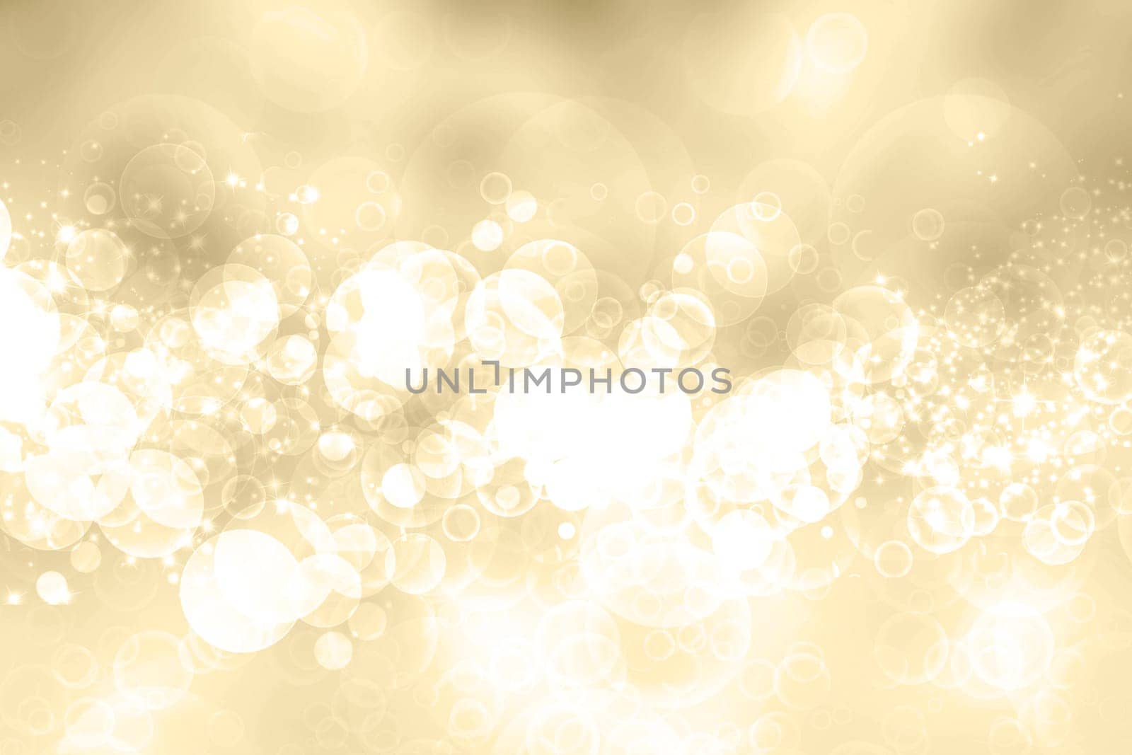 A festive abstract brown white background texture with glittering and sparkling bokeh stars and white circles. Card concept for Happy New Year, party, invitation, Valentine's Day or other holidays.