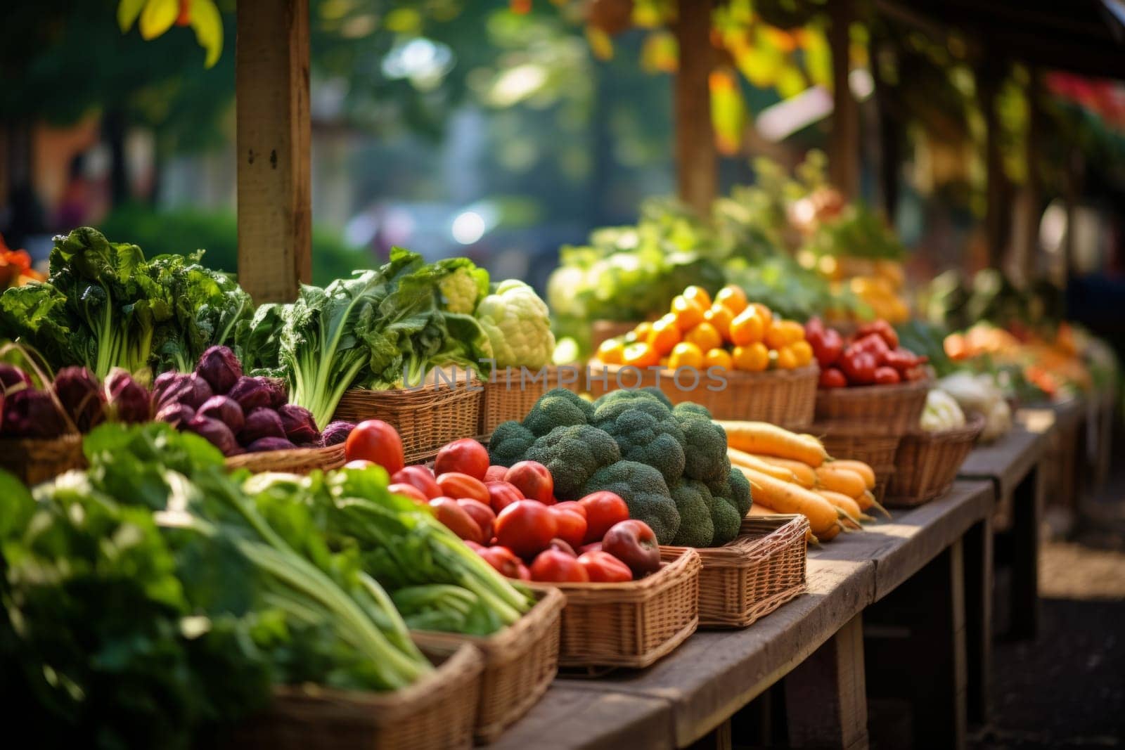 A bustling farmers' market. Generative AI