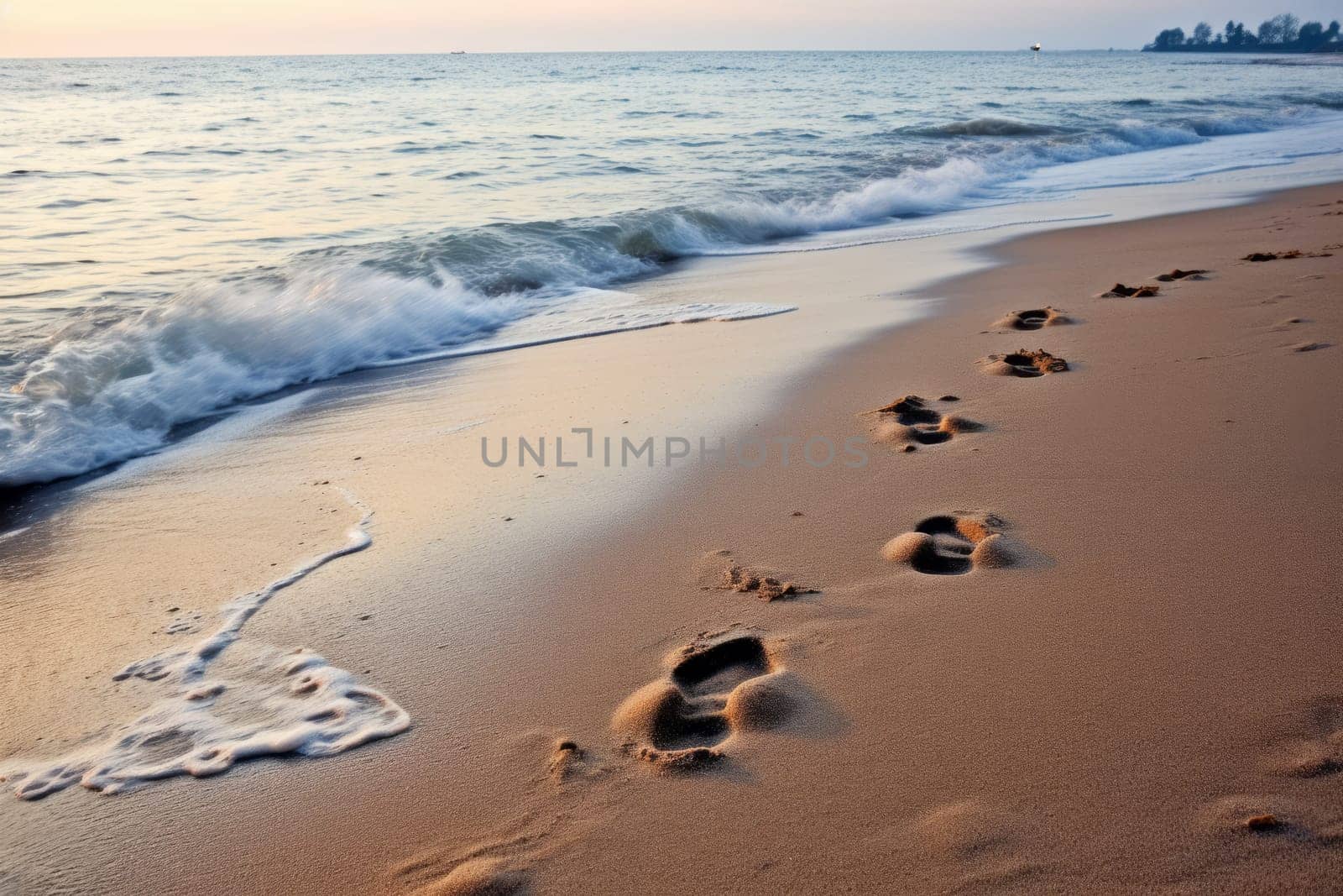 A family's footprints leading to the water