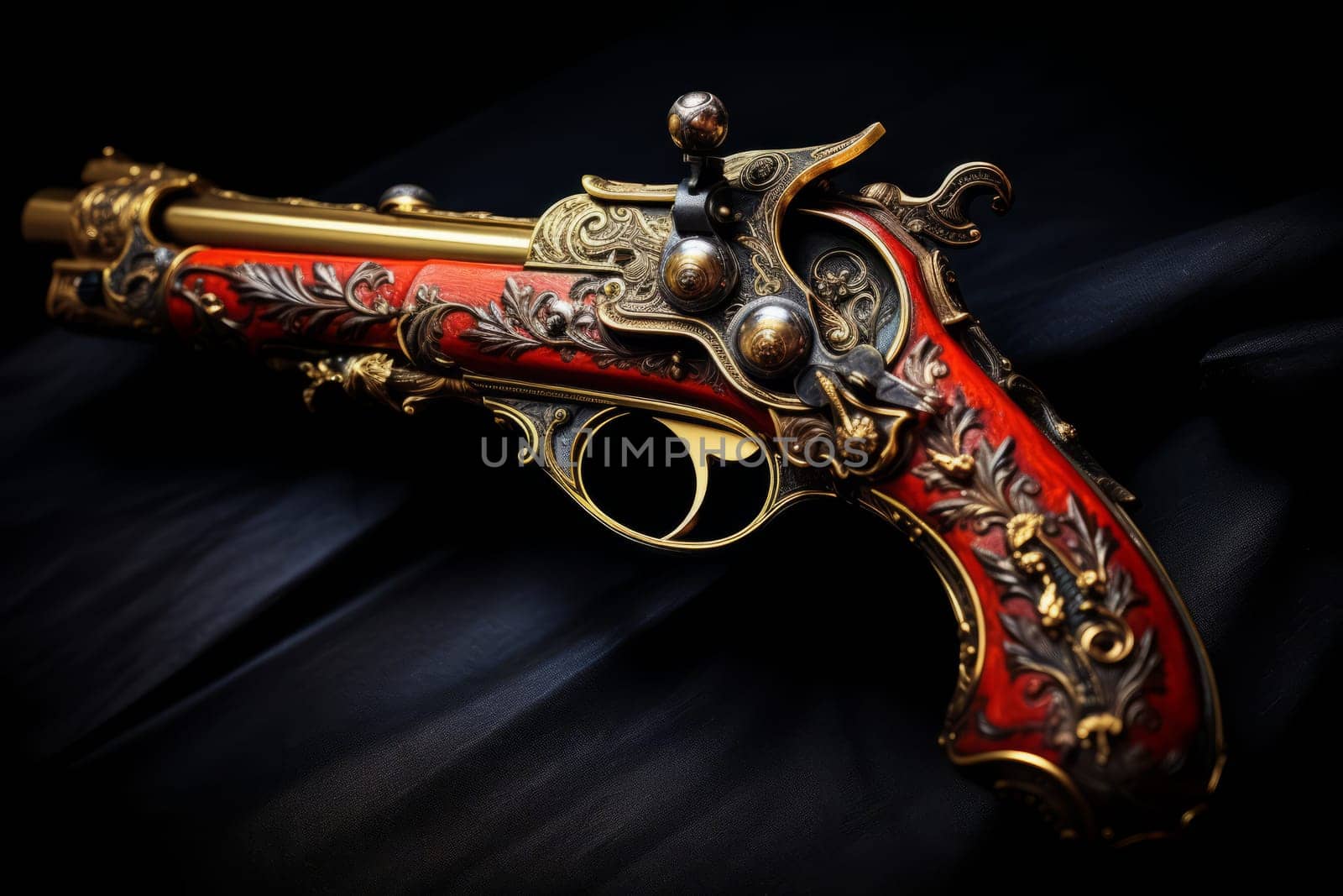 Pirate's Engraved Flintlock Pistol. Generative AI