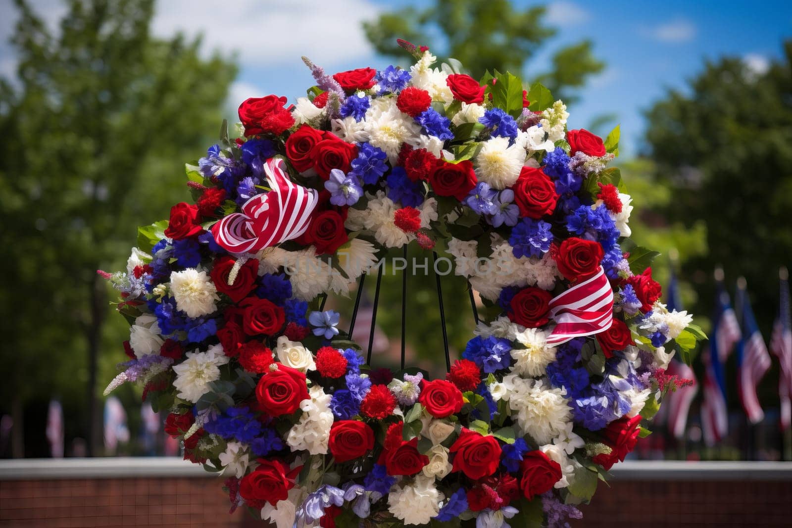 Patriot Day Memorial with Flowers. Generative AI