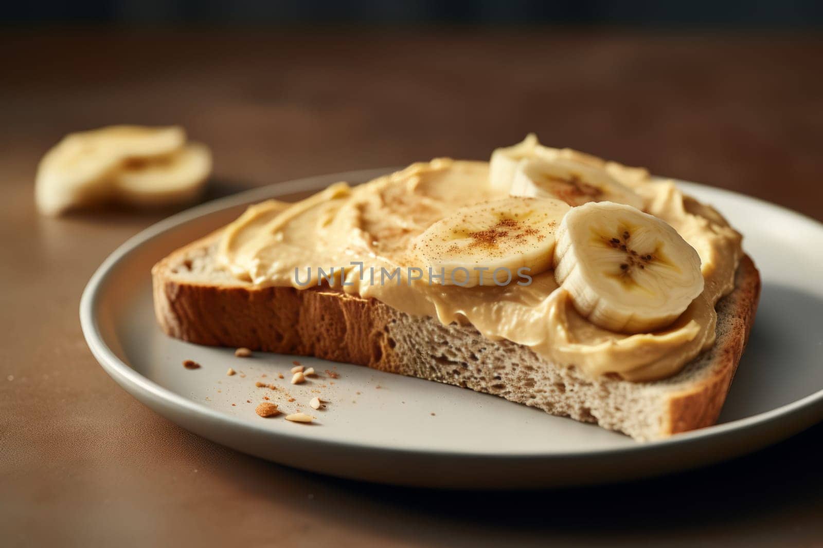 Cashew butter spread on a slice of fresh banana