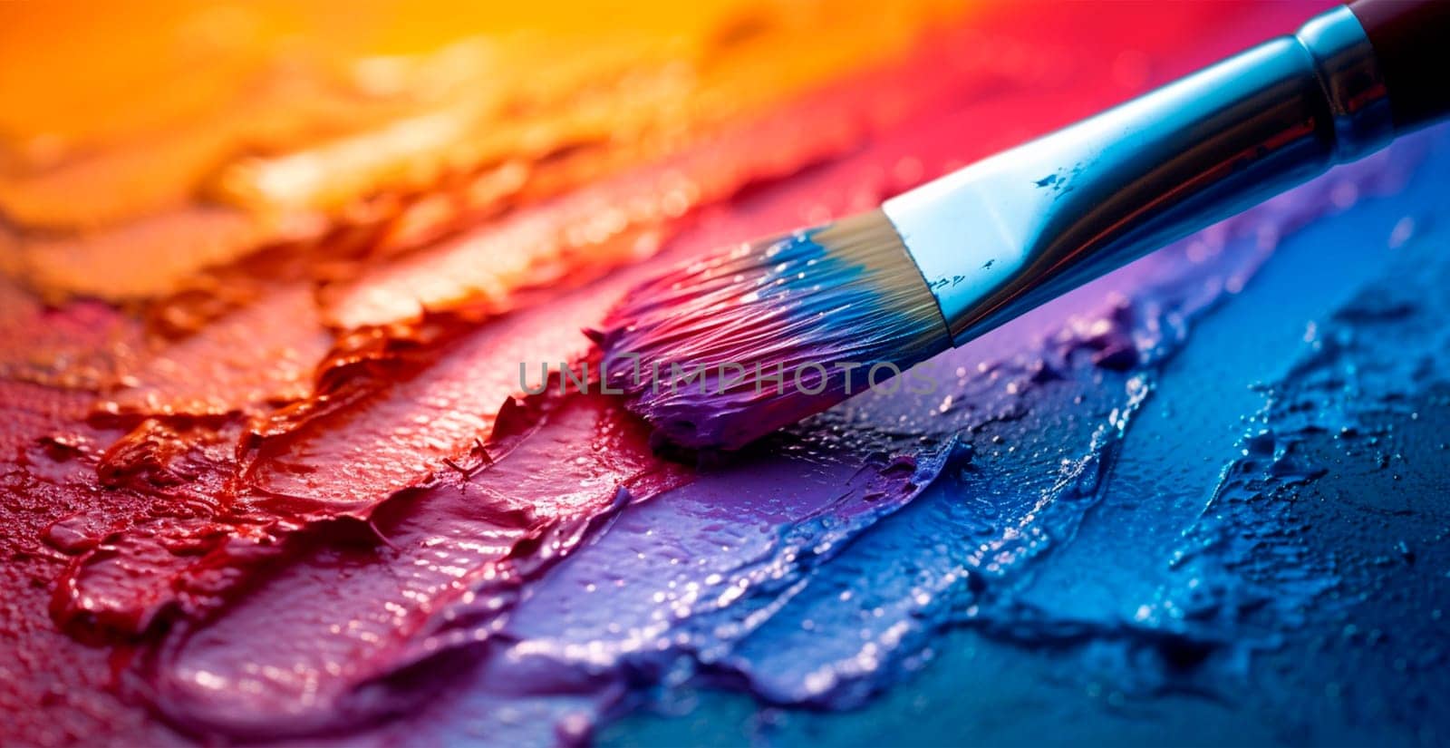Multicolored rainbow thick oil paint on white isolated background, sampler template AI generated image