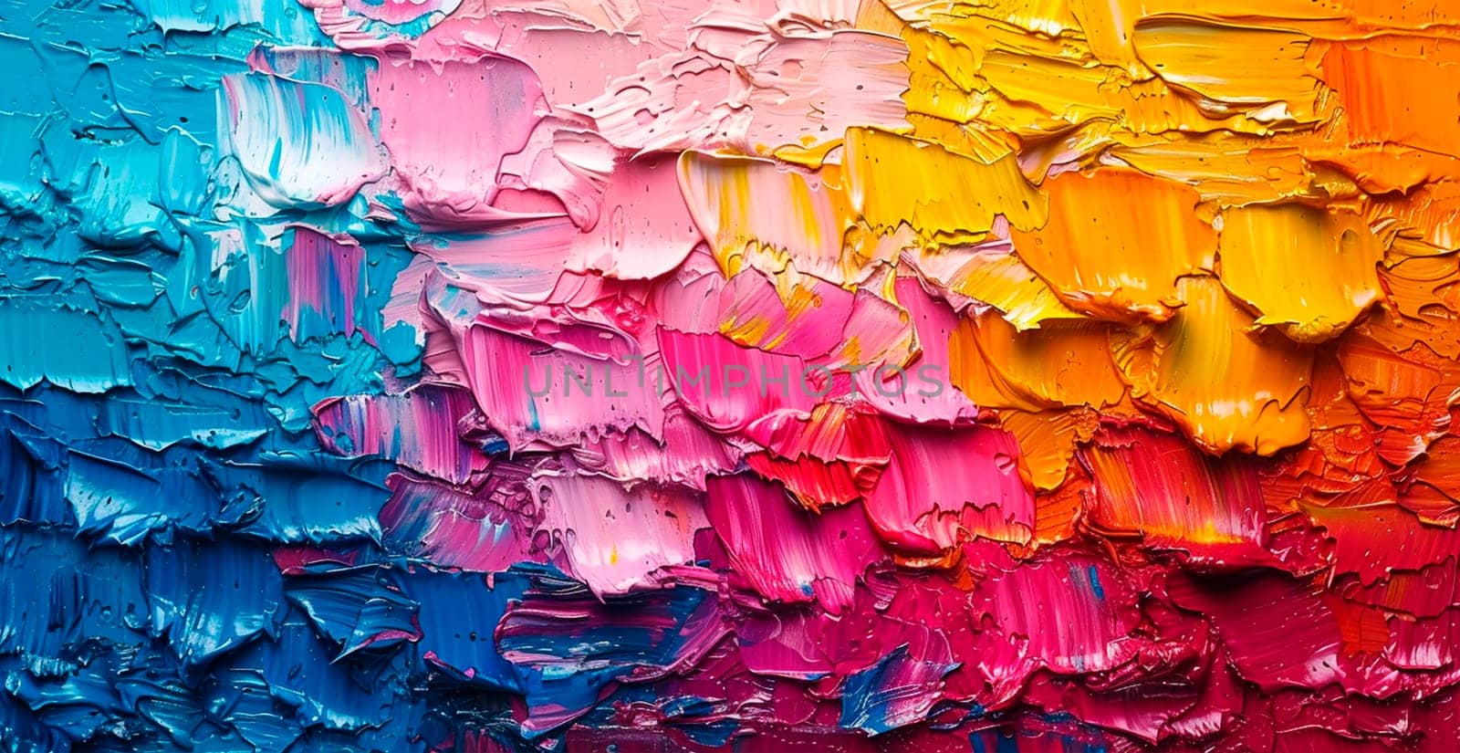 Multicolored rainbow thick oil paint on white isolated background, sampler template AI generated image