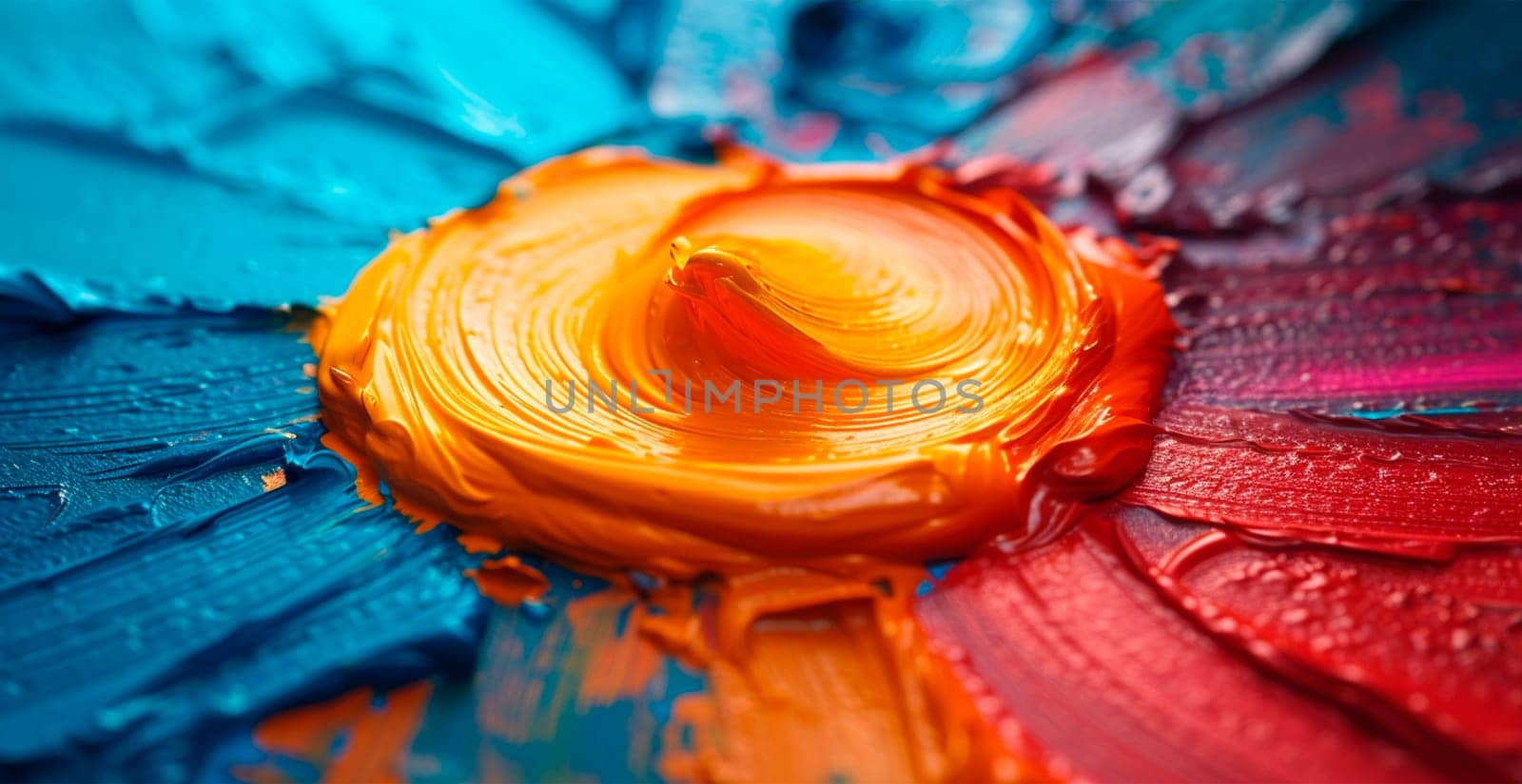 Multicolored rainbow thick oil paint on white isolated background, sampler template AI generated image