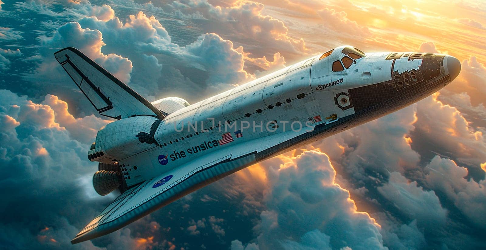 Launching a NASA spacecraft into space from Earth. Rocket flying to Mars, Moon, ISS AI generated image
