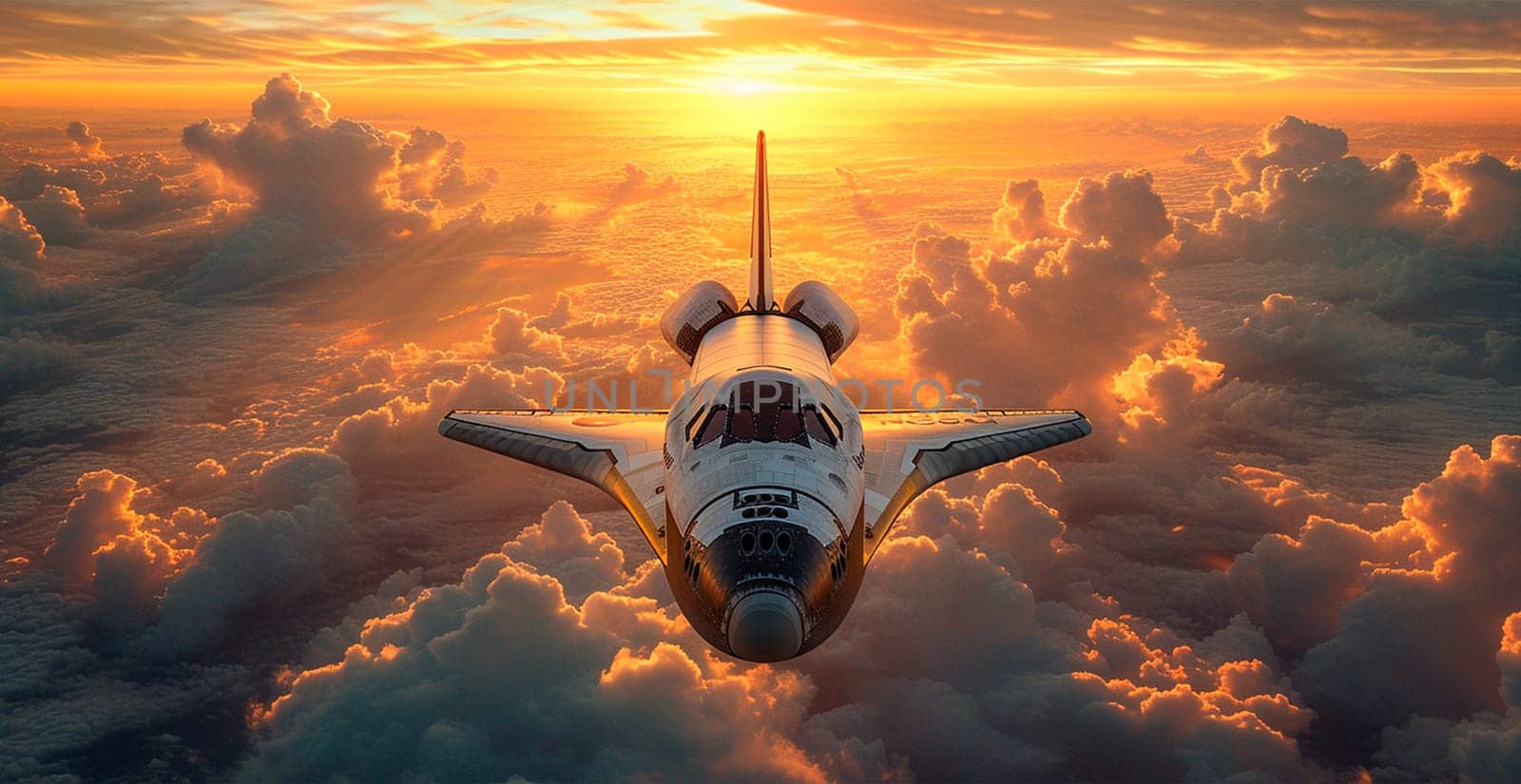 Launching a NASA spacecraft into space from Earth. Rocket flying to Mars, Moon, ISS AI generated image