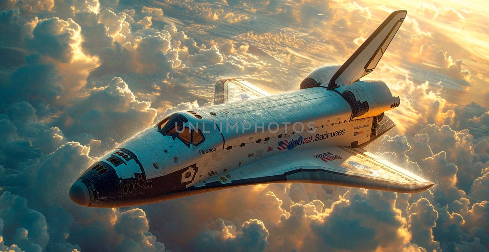 Launching a NASA spacecraft into space from Earth. Rocket flying to Mars, Moon, ISS AI generated image