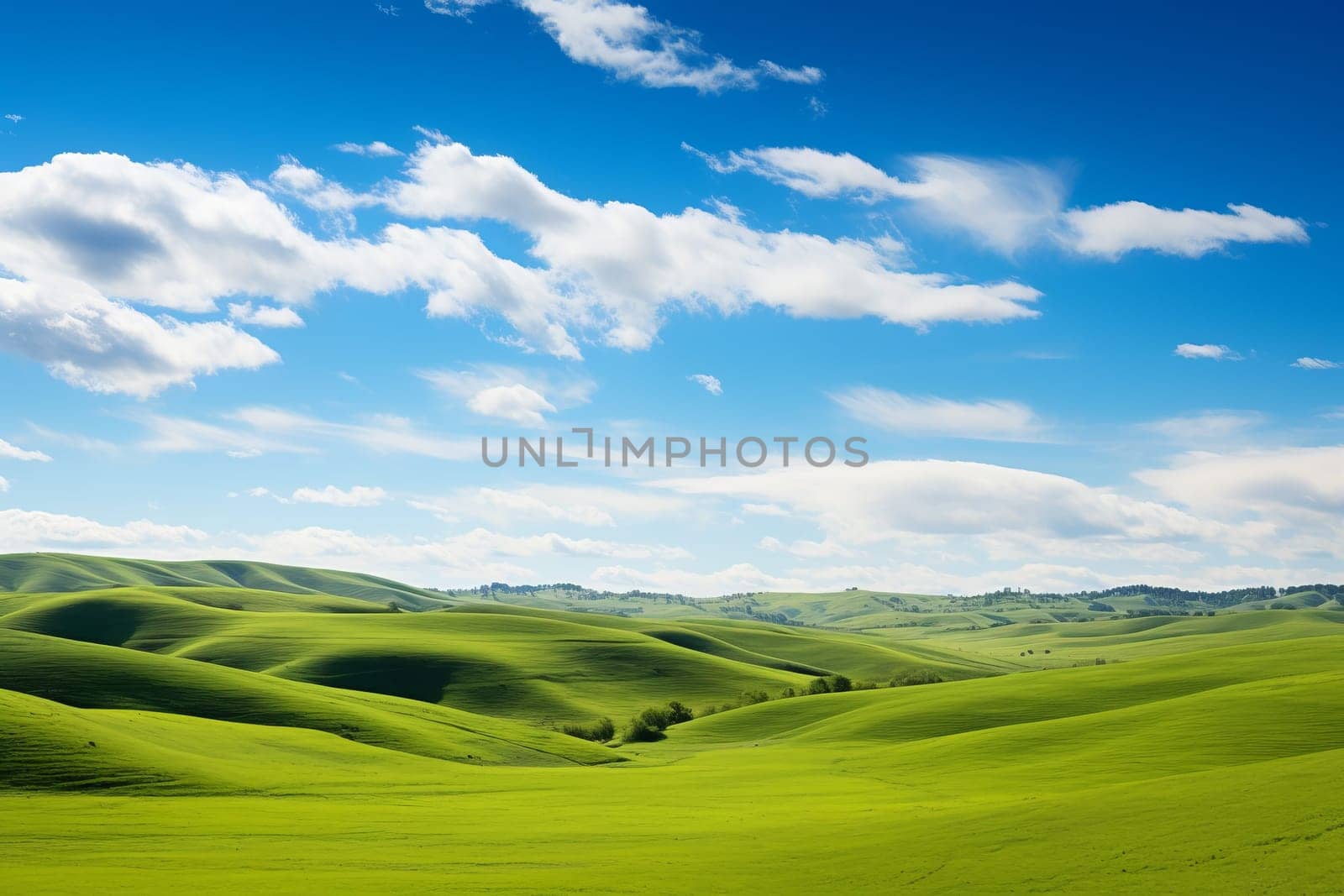 Captivating natural landscape featuring rolling hills. Generative AI
