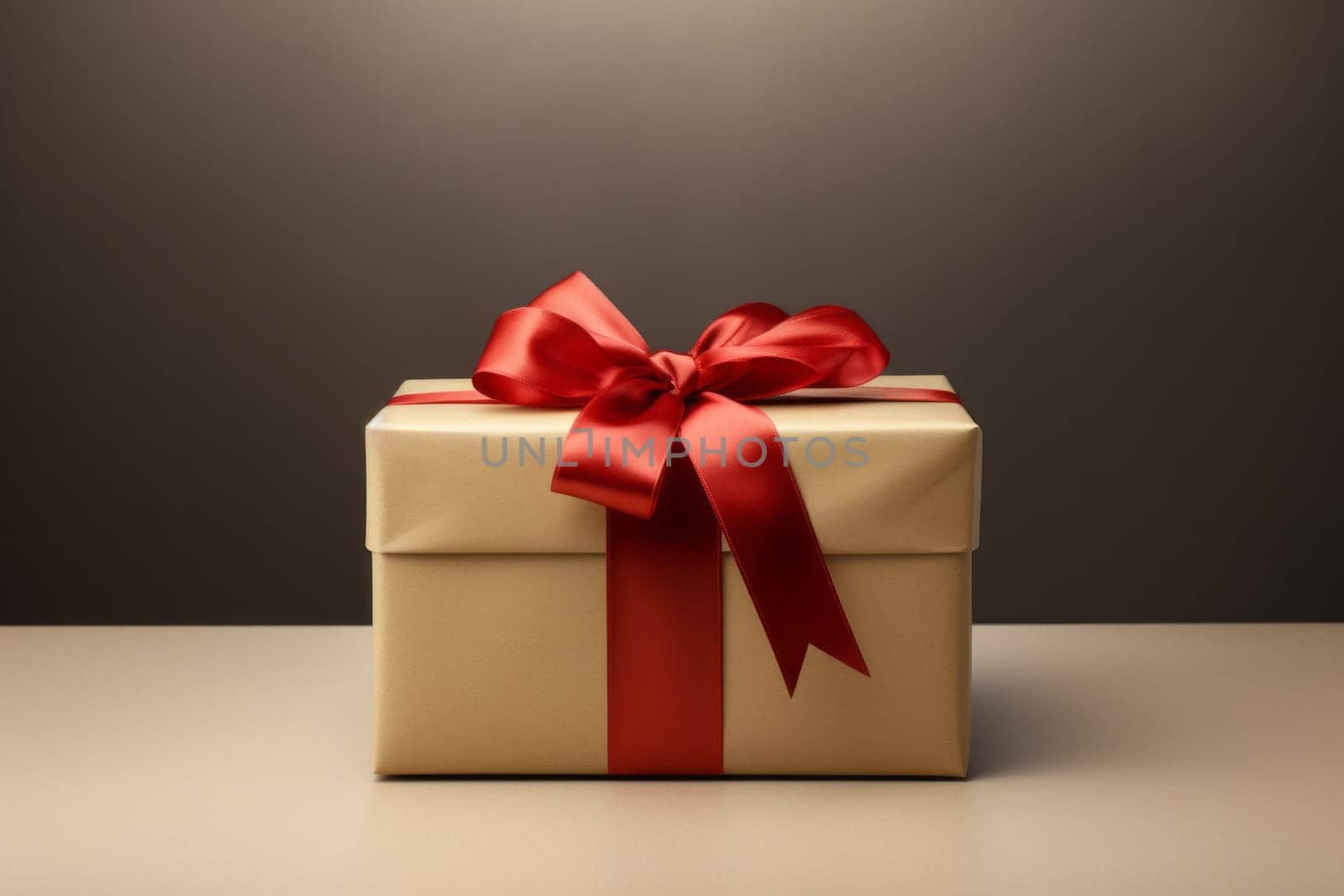 White gift box with a red bow. Generative AI