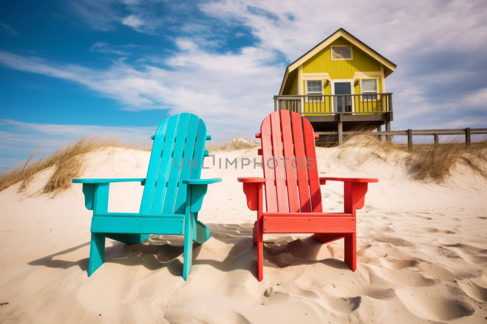 Charming Beachfront Cottage Background. Generative AI